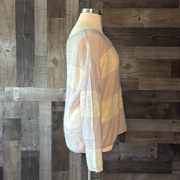 Free People pastel stripe long sleeve sweater medium boho violet cream Softgirl - Picture 9 of 11